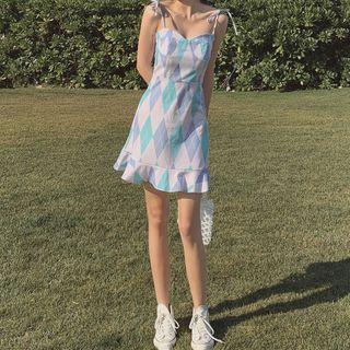 Argyle Lace-up Dress