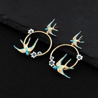 Bird Alloy Hoop Dangle Earring 1 Pair - Gold - One Size