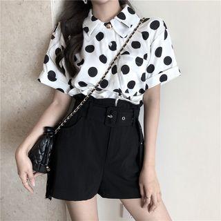 Polka-dot Shirt / High-waist Shorts