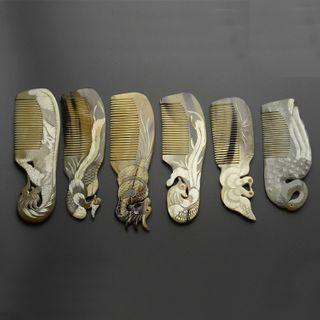 Engraved Horn Hair Comb