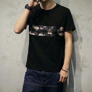 Short-sleeve Floral Trim T-shirt