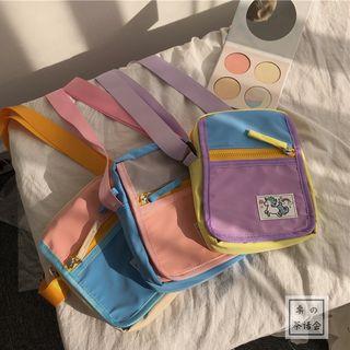 Color Block Unicorn Appliqued Crossbody Bag