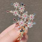 Flower Rhinestone Alloy Brooch Ly928 - Multicolor Flower - & Leaf - Gold - One Size