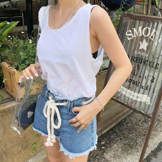 Sleeveless Slit-detail Long Top