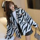 Zebra Print Buttoned Wool Jacket