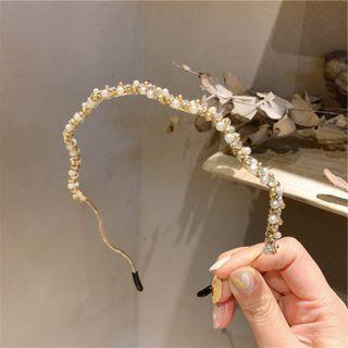Faux Pearl Wavy Headband White - One Size
