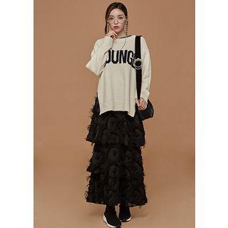 Round-neck Lettering Wool Blend Sweater