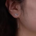 W Lettering Sterling Silver Dangle Earring 1 Pair - Silver - One Size