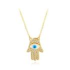Fashion Personality Plated Gold Devils Hand Necklace With Cubic Zircon Golden - One Size