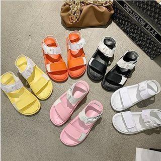 Adhesive Tab Ankle-strap Flat Sandals