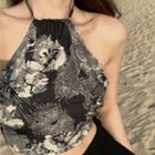 Halter-neck Print Cropped Camisole Top
