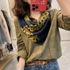 Color Panel Leopard Print Scarf Blue + Yellow - One Size