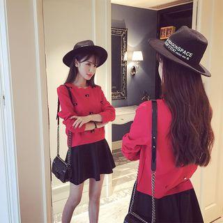 Set: Bow Pullover + A-line Skirt