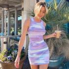 Sleeveless Tie-dyed Mini Bodycon Dress