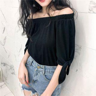 Boatneck Tie-cuff Plain Top