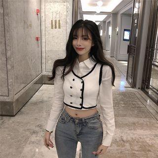 Plain Cropped Shirt / Two Tone Vest