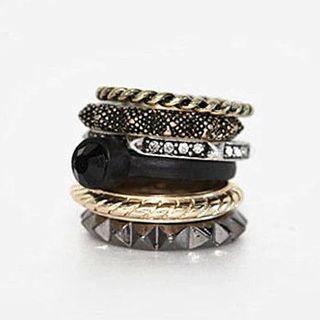 Set Of 6: Alloy Ring (assorted Designs)