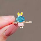 Rabbit Open Ring Ly2366 - Yellow & Blue & Pink - One Size