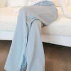 Set: High-waist Wide-leg Jeans + Long-sleeve Top