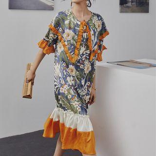 Flower Print Short-sleeve Shirtdress