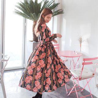 Rosette A-line Long Dress