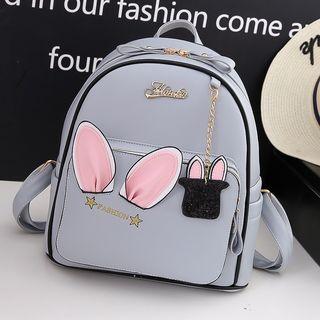 Faux Leather Ear Accent Backpack