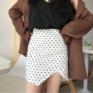 Polka Dot Slit Mini Skirt