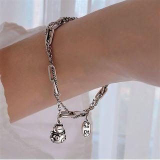 Fortune Cat Sterling Silver Bracelet Sl0603 - Silver - One Size