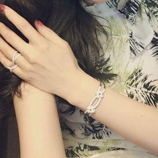 Rhinestone Knot Open Bangle Rose Gold - One Size