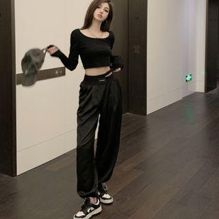 Long-sleeve Top / Lettering Sweatpants