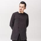 Chinese-style Frog-button Collarless Shirt
