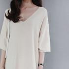 V-neck Drop-shoulder Long Dress