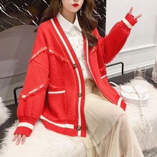 Color Block Letter Cardigan