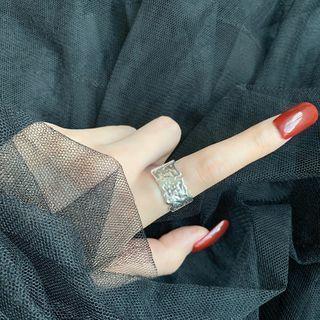 Textured Sterling Silver Open Ring Silver - One Size