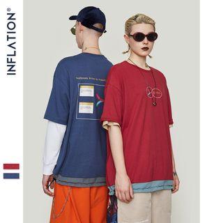 Couple Drawstring-hem Printed T-shirt