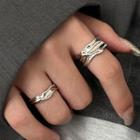Set Of 2: Irregular Alloy Ring (various Designs) Set - Silver - One Size