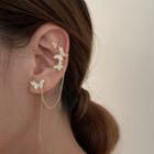 Butterfly Chained Earring 1 Pair - Gold - One Size