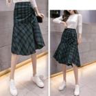 Asymmetrical Plaid A-line Midi Skirt