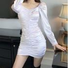 Long-sleeve Satin Mini Dress