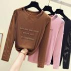 Long-sleeve Letter Sheer T-shirt