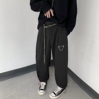 Plain Zip Ice Silk Dress Pants