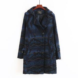 Double-buttoned Patterned Woolen Coat