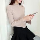 Bell-sleeve Ribbed Sweater