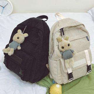 Rabbit Brooch Corduroy Backpack