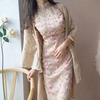 Pointelle Knit Shawl Khaki - One Size