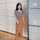 Set: Short-sleeve T-shirt + Asymmetric Jumper Skirt