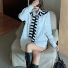 Shirt / Striped Knit Shawl