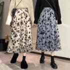 High-waist Mesh Floral Maxi Skirt