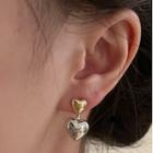 Heart Drop Earring 1 Pair - Gold & Silver - One Size