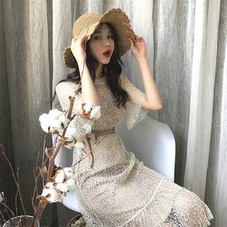 Set: Lace Short-sleeve Dress + Inner